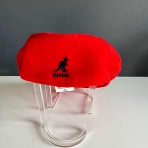 Vintage Kangol Black Hat 100% Pure Virgin Wool Made in UK Vintage Red Golf Cap S